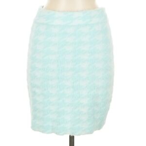 Meshki Aqua Houndstooth Knit Pencil Skirt